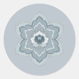 Adesivo Flor de Baoxiang Chinesa em Azul Nebuloso e Jade T