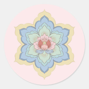 Adesivo Flor de Baoxiang Chinesa em Rosa e Azul Céu
