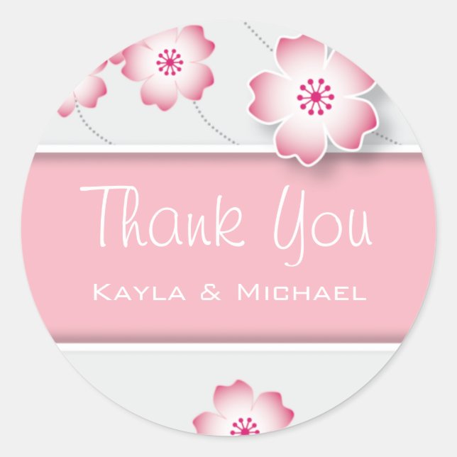 Adesivo Flor De Cereja Rosa Obrigado Seals (Frente)