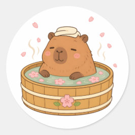 Adesivo Flor de Cerejeira Onsen Capivara Fofa