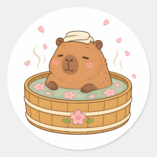 Adesivo Flor de Cerejeira Onsen Capivara Fofa