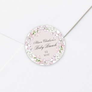 Adesivo Flor de Ervilha Doce Bebê Brunch Elegante Redondo