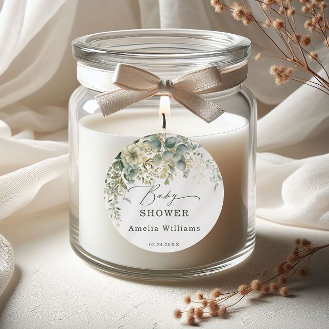 Adesivo Flor de Eucalipto Botânico Aquarela Verde Dourado (Criador carregado)