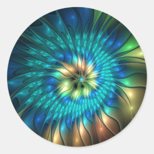 Adesivo Flor de Fantasia Luminosa, Fractal Abstrato Colori