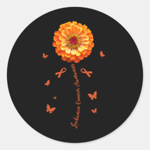 Adesivo Flor de Fita Laranja Conscientização Leucemia Cânc