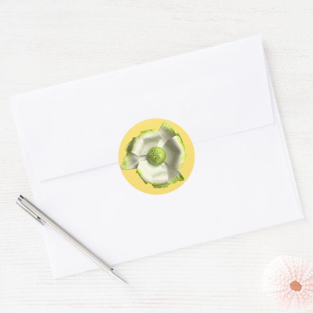 Adesivo Flor de Florescimento Verde Branco Jardim de Verão (Envelope)