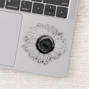 Adesivo Flor de girassol preto e branco