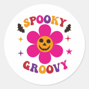 Adesivo Flor de Halloween Rosa Groovy Assustadora