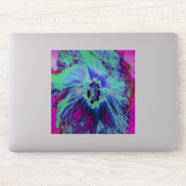 Adesivo Flor de Hibisco Azul e Verde Retroativo Psicodélic