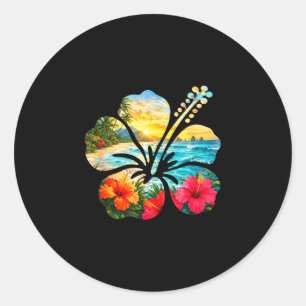 Adesivo Flor de hibisco vintage praia verão aloha