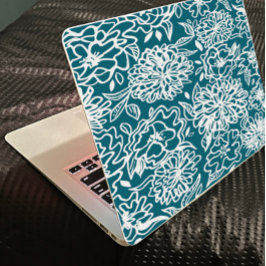 Adesivo Flor de jardim Vinhetas de pele azul de Laptop azu