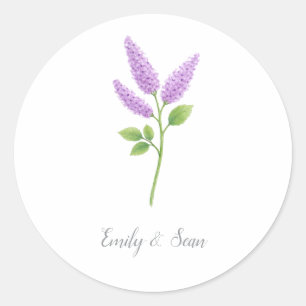 Adesivo Flor de Lilás Roxo Monograma de Casamento Personal