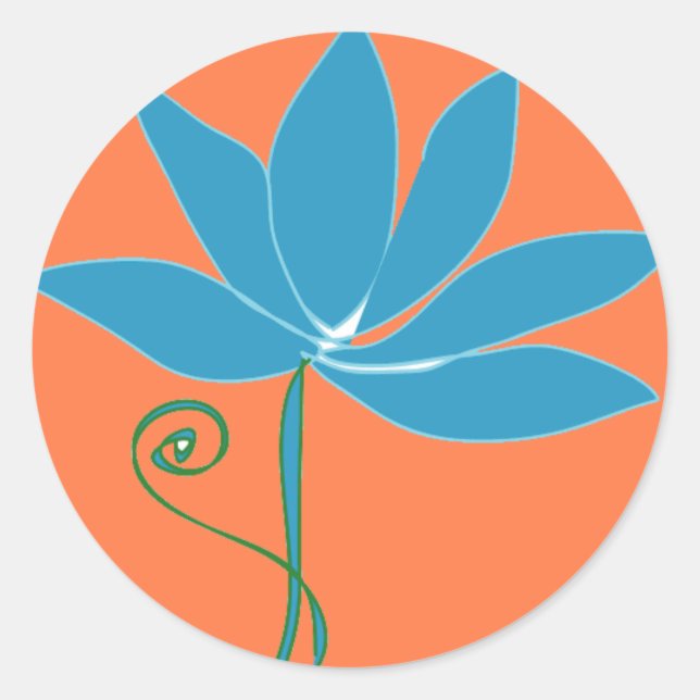 Adesivo Flor de Lotus Azul com Fundo Laranja (Frente)