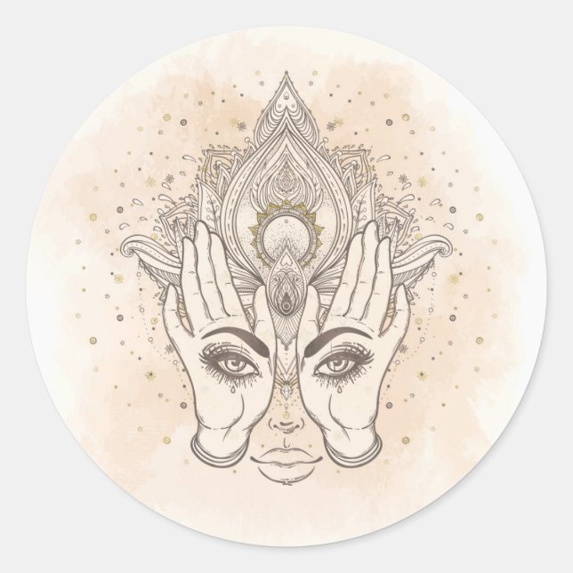 Adesivo Flor de Lótus Boho Beleza Pêssego e Dourado (Frente)