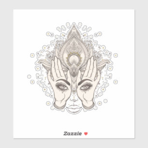 Adesivo Flor de Lótus Boho Pêssego e Dourado Beleza