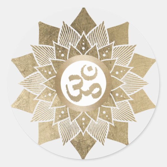 Adesivo Flor De Lotus Dourado Namaste Do Simbolo Do Om Da Zazzle Portugal