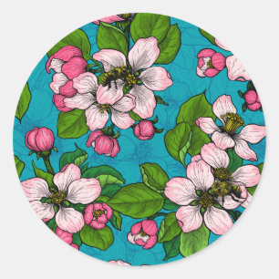 Adesivo Flor de maçã em turquesa