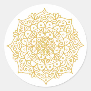 Adesivo Flor de Mandala com Brilho Dourado