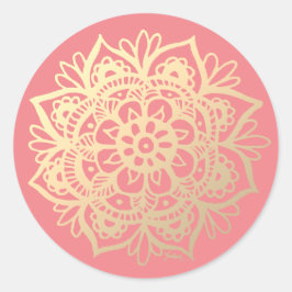 Adesivo Flor de Mandala Dourada e Rosa