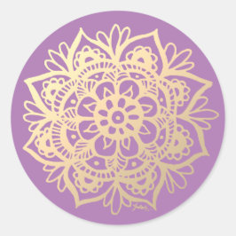 Adesivo Flor de Mandala Dourada e Roxa