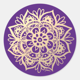 Adesivo Flor de Mandala Dourada e Violeta