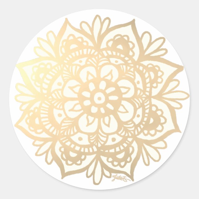Adesivo Flor de Mandala em Ouro Amarelo (Frente)