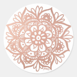 Adesivo Flor de Mandala Rosa em Dourado Rosado