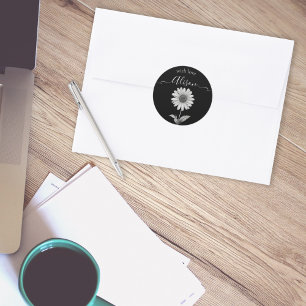 Adesivo Flor de margarida branca e preta