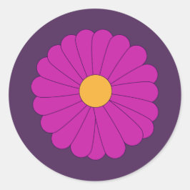 Adesivo Flor de Margarida Retro Roxo e Amarelo