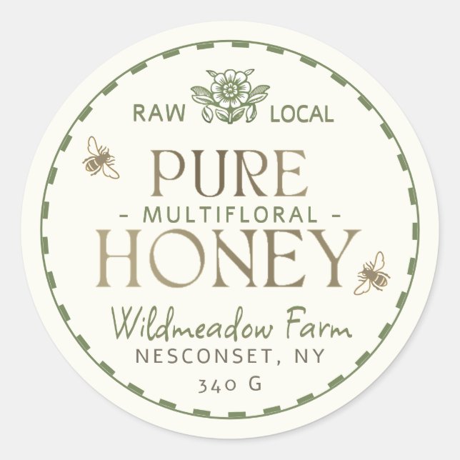 Adesivo Flor de Mel Local Dourado Verde Multifloral Bruto (Frente)