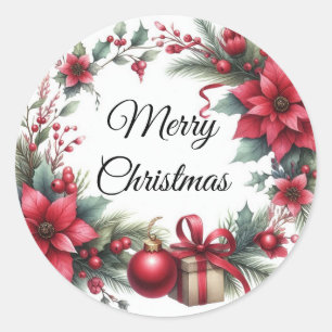 Adesivo Flor de Natal Vermelha com Aquarela