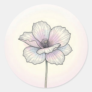 Adesivo Flor de Papoula Pastel Delicada