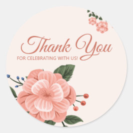 Adesivo Flor de Pêssego em Aquarela Obrigado