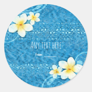 Adesivo Flor de Plumeria Tropical Azul Favor de Festa de V