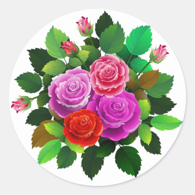 Adesivo Flor De Rosa Vermelho, Rosa E Puro (Frente)