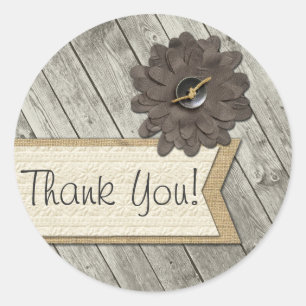 Adesivo Flor de Tecido de Madeira Rústica com Botão de Tec