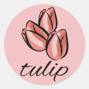 Adesivo flor de tulipa rosa vintage presente floral legal