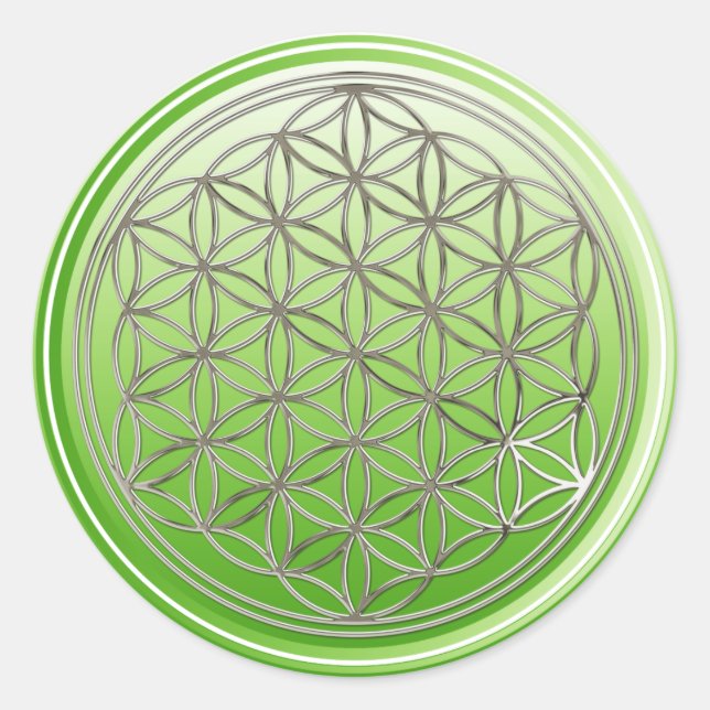Adesivo Flor De Vida / Blume des Lebens - Verde-PRATA (Frente)