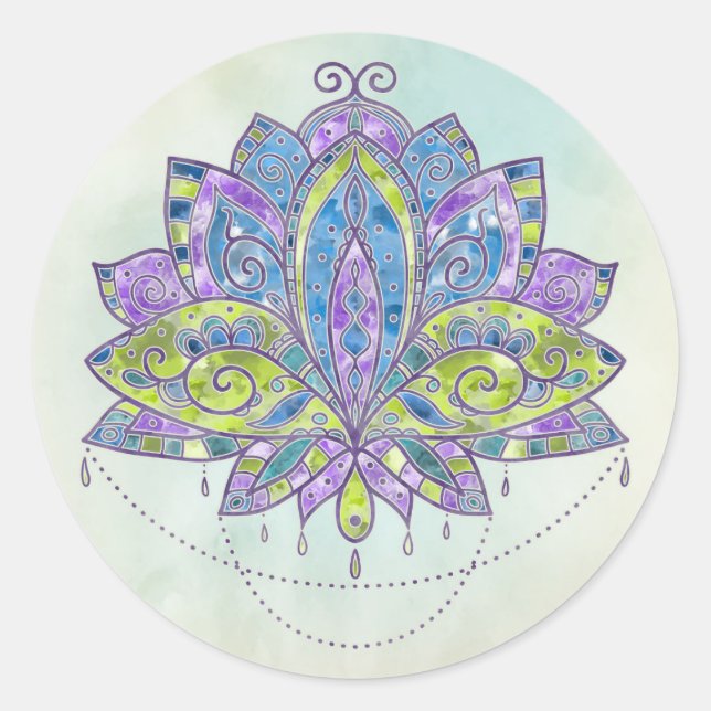 Adesivo Flor delicada elegante da aguarela Lotus/lírio (Frente)