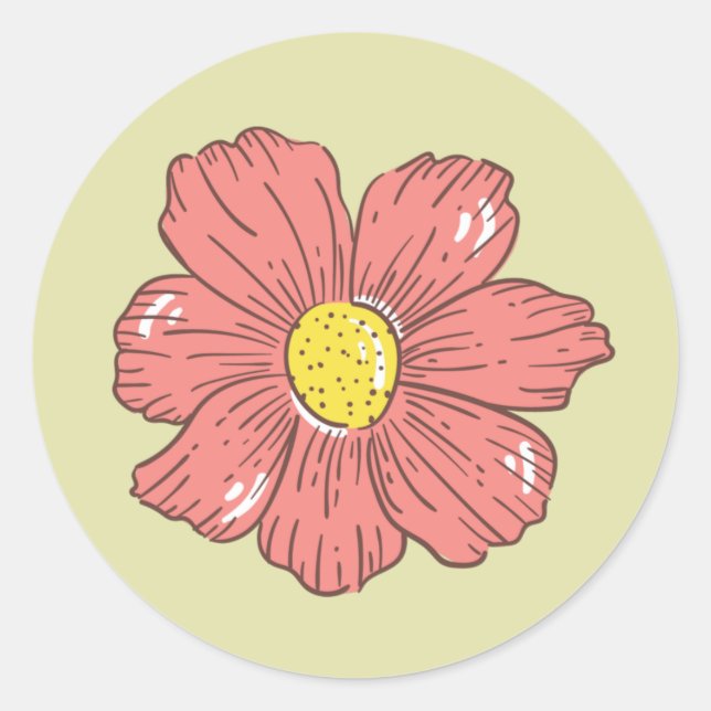 Adesivo Flor Desenhada à Mão Fofa (Frente)