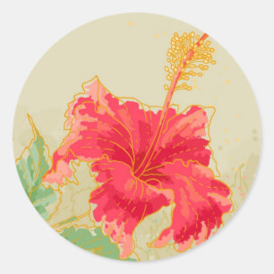 Adesivo Flor do hibiscus no fundo tonificado