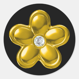 ADESIVO FLOR DOURADO COM DIAMANTE