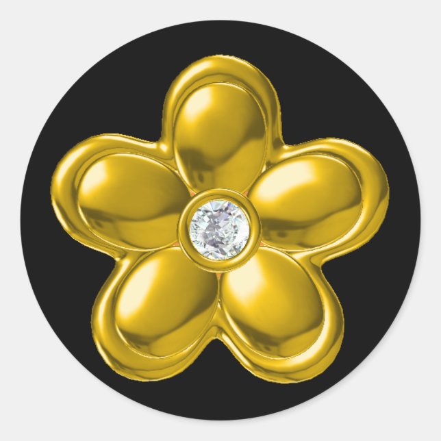 ADESIVO FLOR DOURADO COM DIAMANTE (Frente)