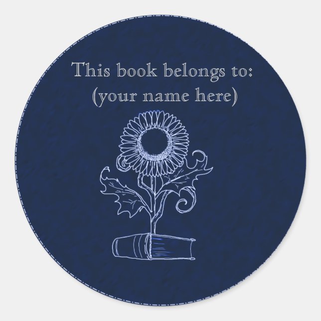 Adesivo Flor e um livro, azul (Frente)