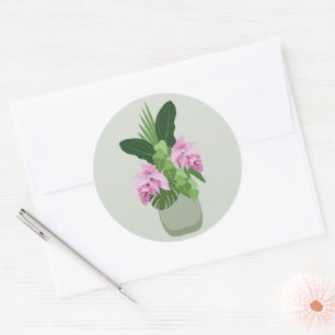 Adesivo Flor Elegante de Medinilla Tropical em Vase