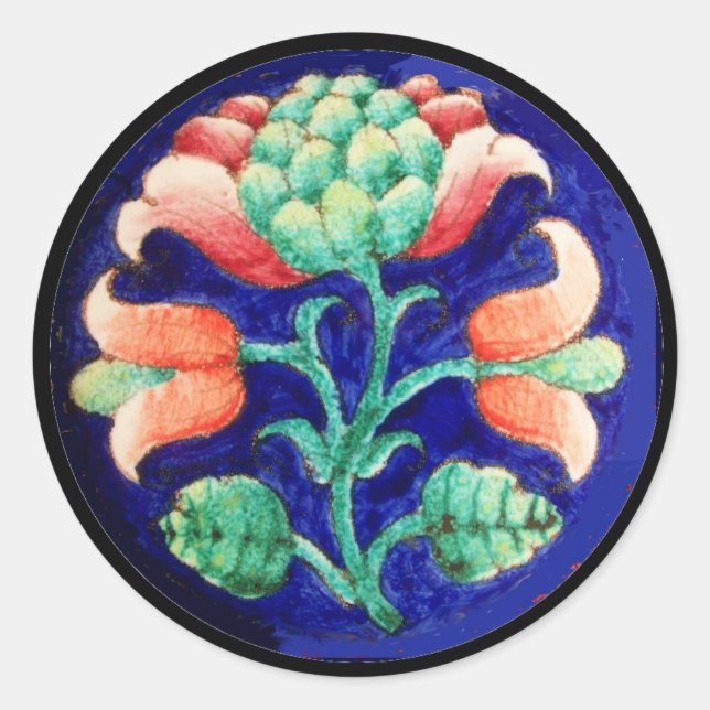 ADESIVO FLOR ESTILIZADO/PINCO VERMELHO VERDE AZUL FLORAL (Frente)