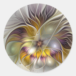Adesivo Flor Fantasia Colorida Abstrata Moderna Fractal