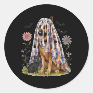 Adesivo Flor Fantasma de Patchwork Assustador Pastor Alemã
