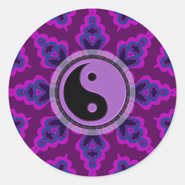 Adesivo Flor Geométrica Roxo Yin Yang Sticker (Frente)