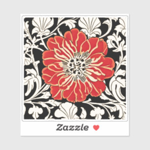 Adesivo Flor Grande de Arte Vermelha Nouveau